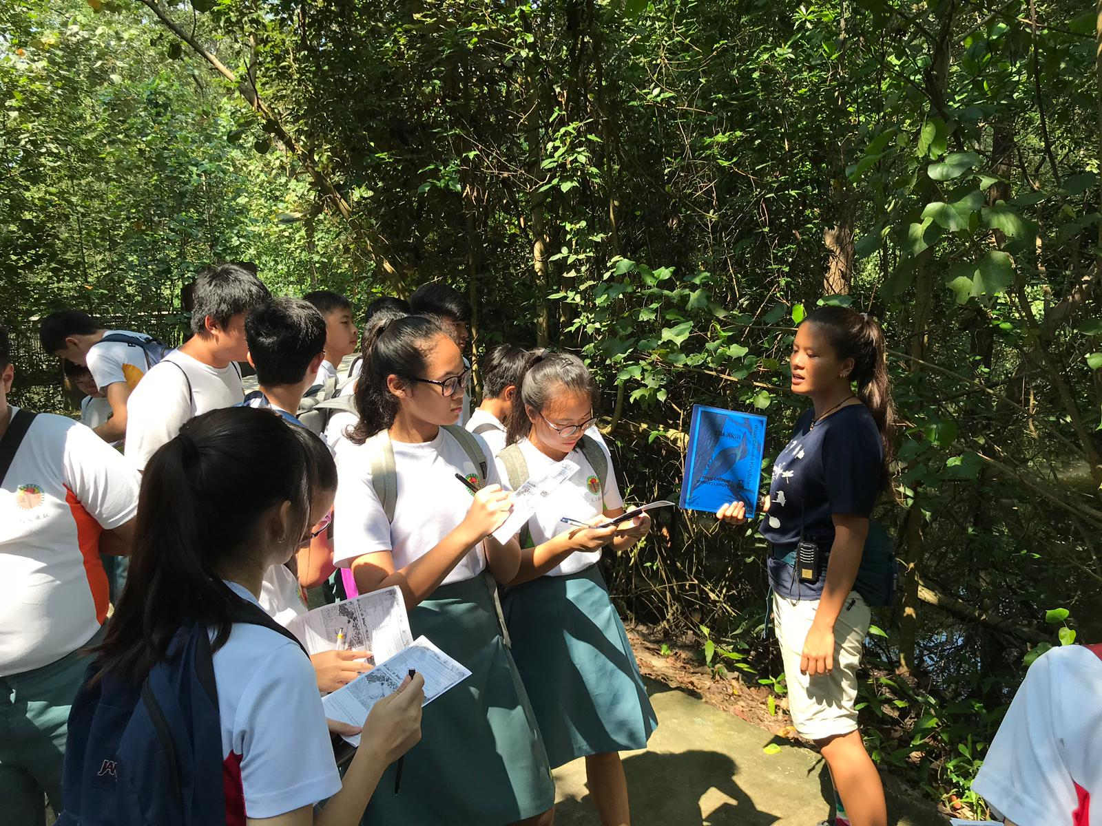PSS students learning about environmental sustainability in an outdoor classroom activity
